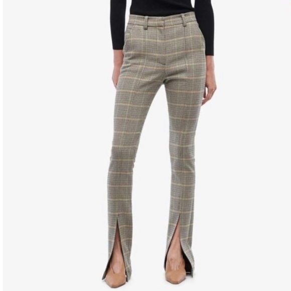 ALC NEW Edwin Split Hem Plaid Print Pants Size 2 - Picture 2 of 8